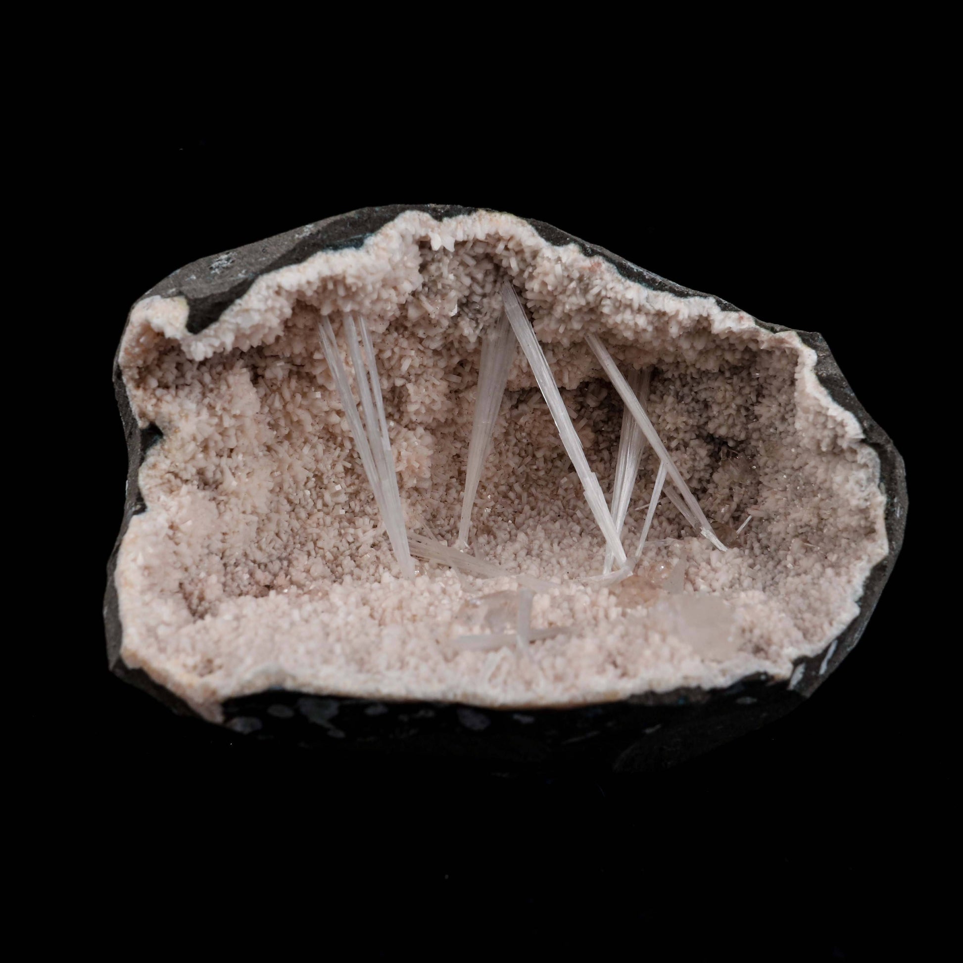 Scolecite Sprays with Apophyllite Inside Heulandite Geode Natural Mine…  https://www.superbminerals.us/products/scolecite-sprays-with-apophyllite-inside-heulandite-geode-natural-mineral-specimen-b-4950  Features:A scolecite radial aggregation in a narrow crystal-lined vug.It was tough to shoot the artwork, but it is even more spectacular in person.They will go down in history as the greatest minerals ever discovered since some of them are the FINEST crystallised specimens of their own kind anywhere