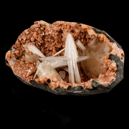 Scolecite Sprays with Calcite Inside Heulandite Geode Natural Mineral Specimen # B 5834 Stilbite Superb Minerals 