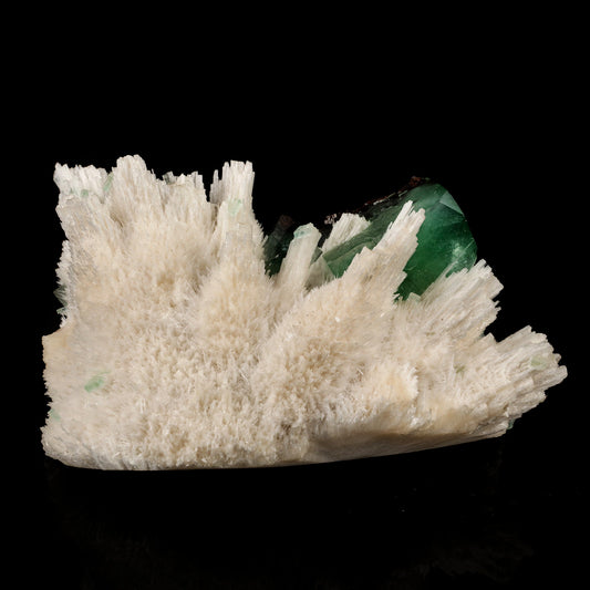 Scolecite Sprays with green Apophyllite cube Free Standing Natural Mineral Specimen # B 6326 Scolecite Superb Minerals 