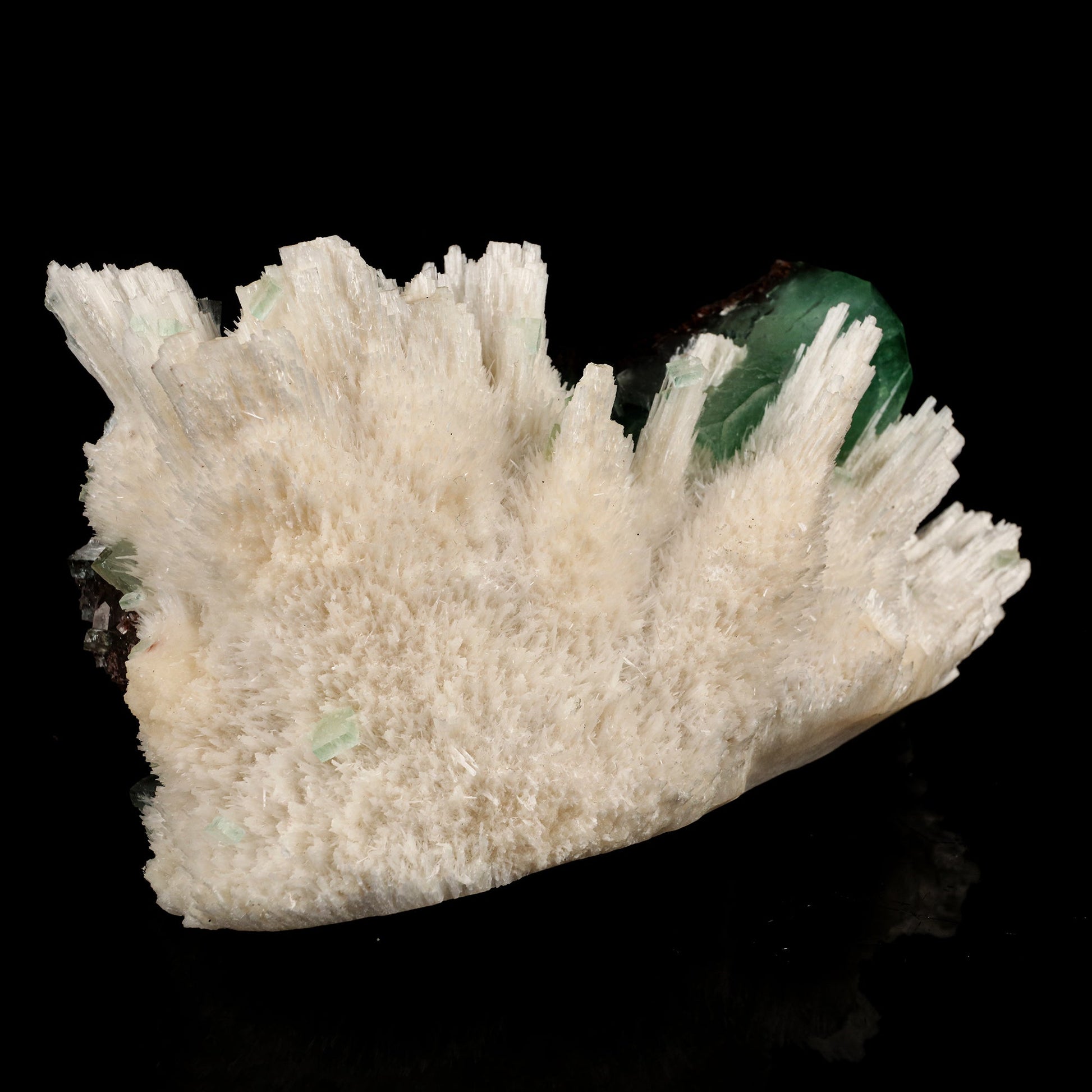Scolecite Sprays with green Apophyllite cube Free Standing Natural Mineral Specimen # B 6326 Scolecite Superb Minerals 