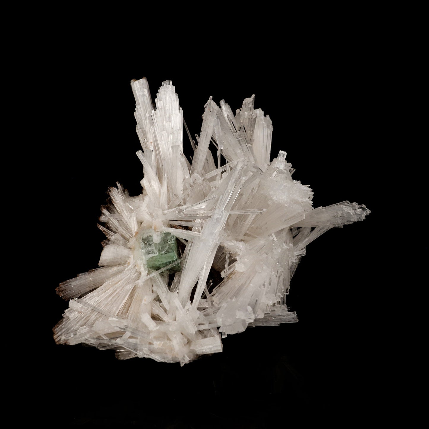 Scolecite Sprays with green Apophyllite cube Natural Mineral Specimen # B 6264 Scolecite Superb Minerals 
