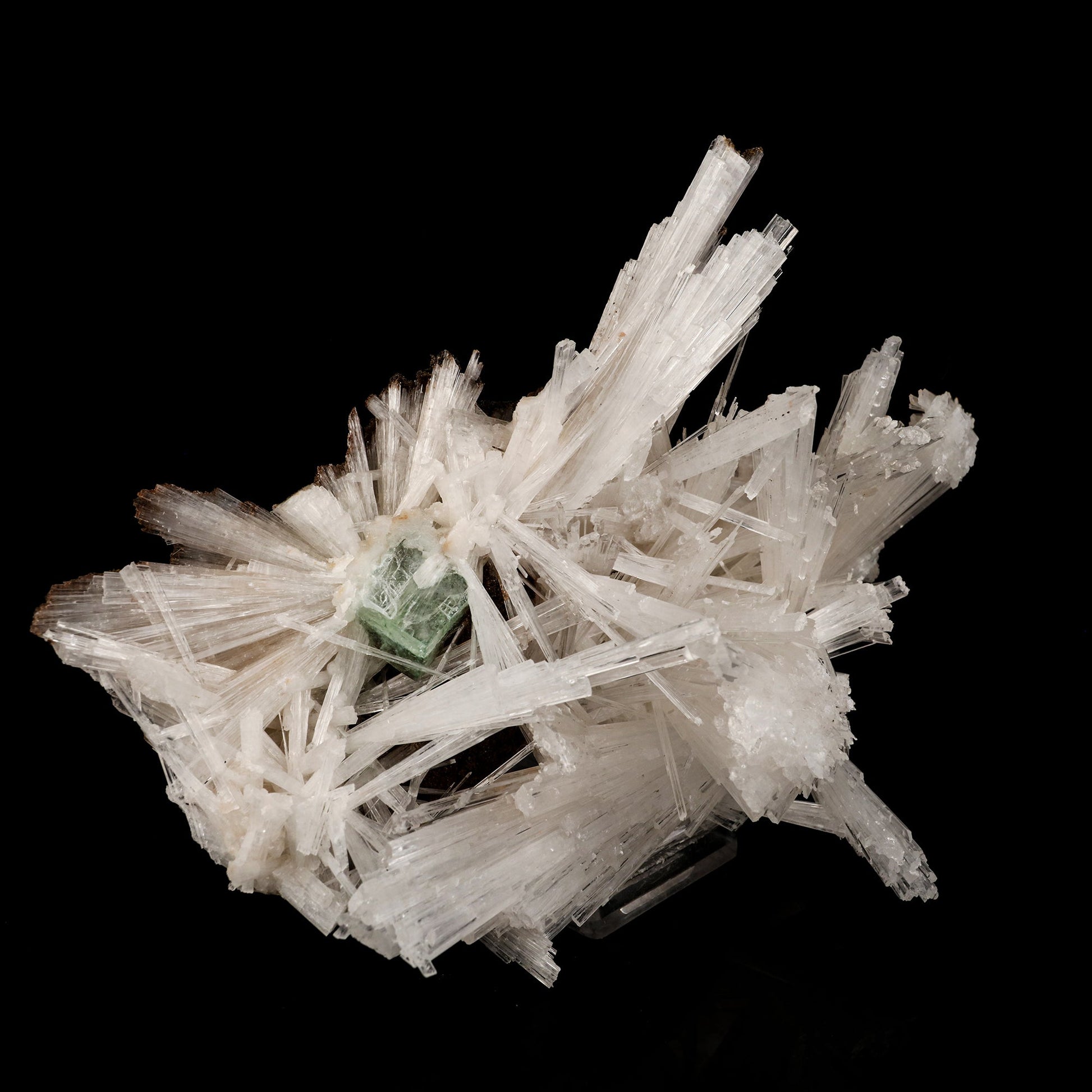 Scolecite Sprays with green Apophyllite cube Natural Mineral Specimen # B 6264 Scolecite Superb Minerals 