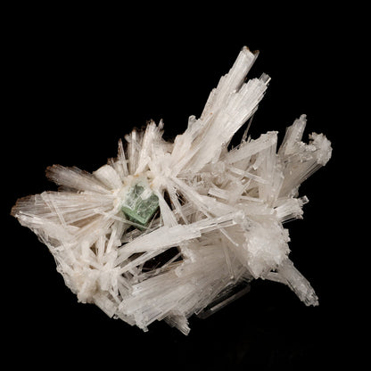 Scolecite Sprays with green Apophyllite cube Natural Mineral Specimen # B 6264 Scolecite Superb Minerals 