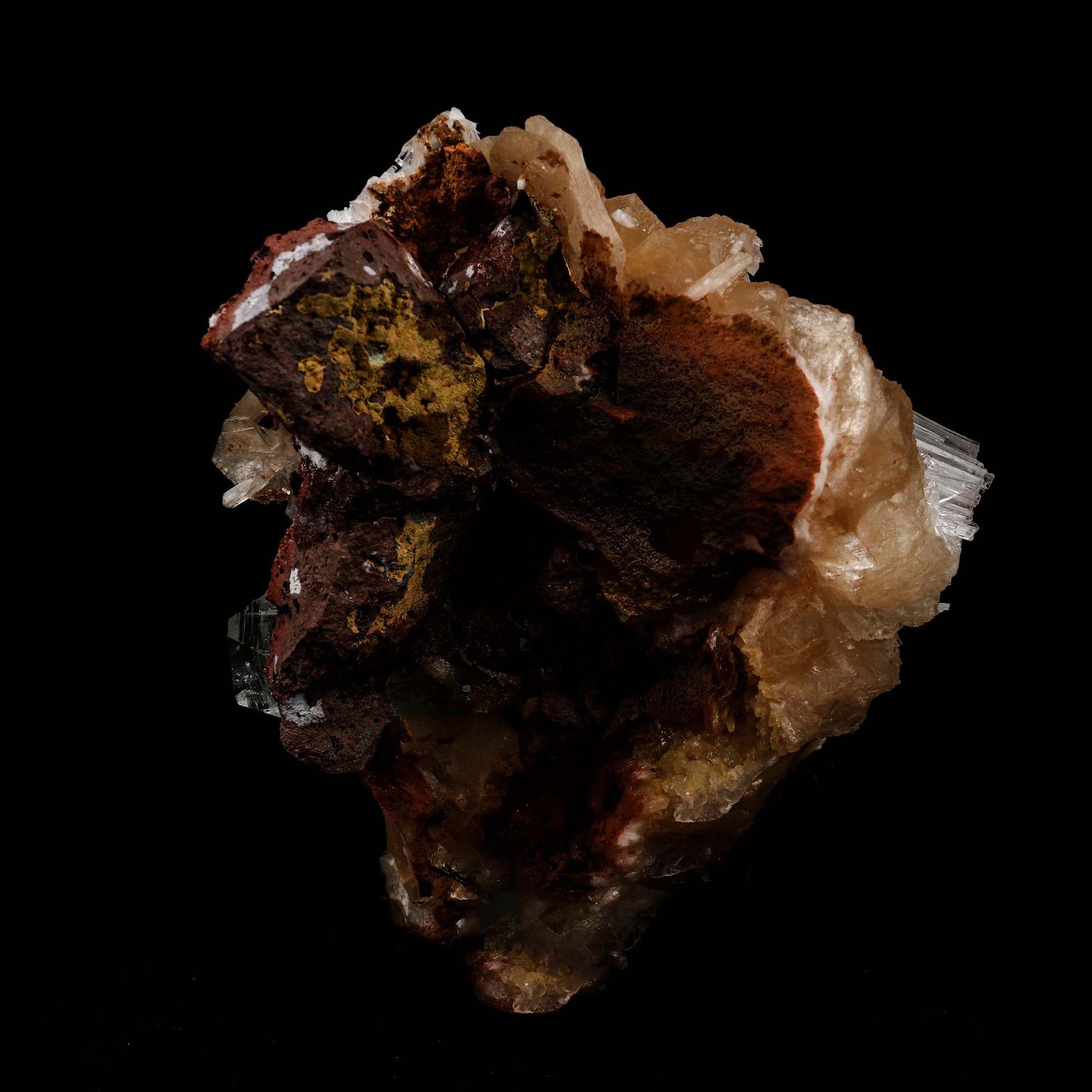 Scolecite Sprays with Green Apophyllite Sitlbite Natural Mineral Speci…  https://www.superbminerals.us/products/scolecite-sprays-with-green-apophyllite-sitlbite-natural-mineral-specimen-b-5189  Features: A very aesthetic combination piece featuring numerous large, lustrous green modified cubes on a dark-brown matrix hosting numerous acicular sprays of colorless to white, satiny Scolecite Primary Mineral(s): Scolecite