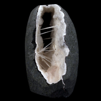 Scolecite Sprays with Heulandite Inside MM Quartz Natural Mineral Spec…  https://www.superbminerals.us/products/scolecite-sprays-with-heulandite-inside-mm-quartz-natural-mineral-specimen-b-4808  Features: A huge Geode with beige Heulandite crystals and a conspicuous radial spray of glossy, colourless, extremely transparent, acicular (needle-like) Scolecite crystals throughout, as well as numerous solitary Scolecite crystals. Simply breathtaking - the crystal structure, lustre, contrast, and symmetry