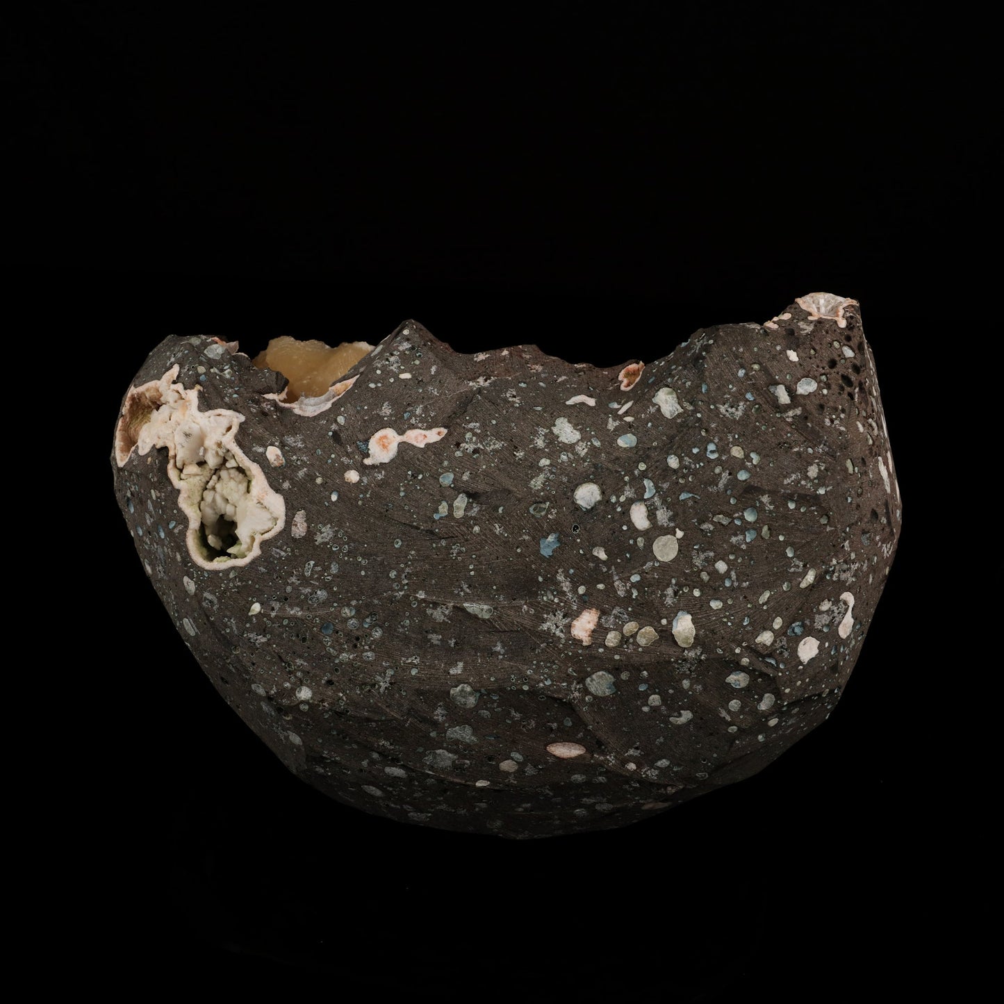 Scolecite Sprays with stilbite Inside Heulandite Geode Natural Mineral Specimen # B 5602 Scolecite Superb Minerals 