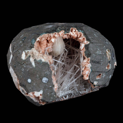Scolecite With Stilbite Inside Heulandite Geode Natural Mineral Specim…  https://www.superbminerals.us/products/scolecite-with-stilbite-inside-heulandite-geode-natural-mineral-specimen-b-4543  Features:A huge Geode with beige Heulandite crystals and a conspicuous radial spray of glossy, colourless, extremely transparent, acicular (needle-like) Scolecite crystals throughout, as well as numerous solitary Scolecite crystals. Simply breathtaking - the crystal structure, lustre, contrast, and symmetry 