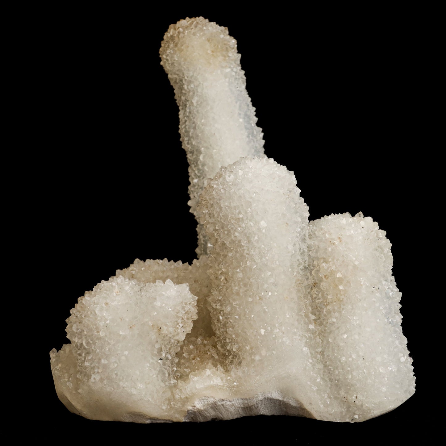 Sparkling MM Quartz Coral Formation Natural Mineral Specimen # B 5006  https://www.superbminerals.us/products/sparkling-mm-quartz-coral-formation-natural-mineral-specimen-b-5006  Features:&nbsp;The specimen is filled with drusy milky Quartz which has created pseudomorphs after scalenohedral Calcite crystals.The item is crystallised nearly all the way around with no matrix, and only a few small places of connection, thus it's close to becoming a complete "floater".Specimens from this area