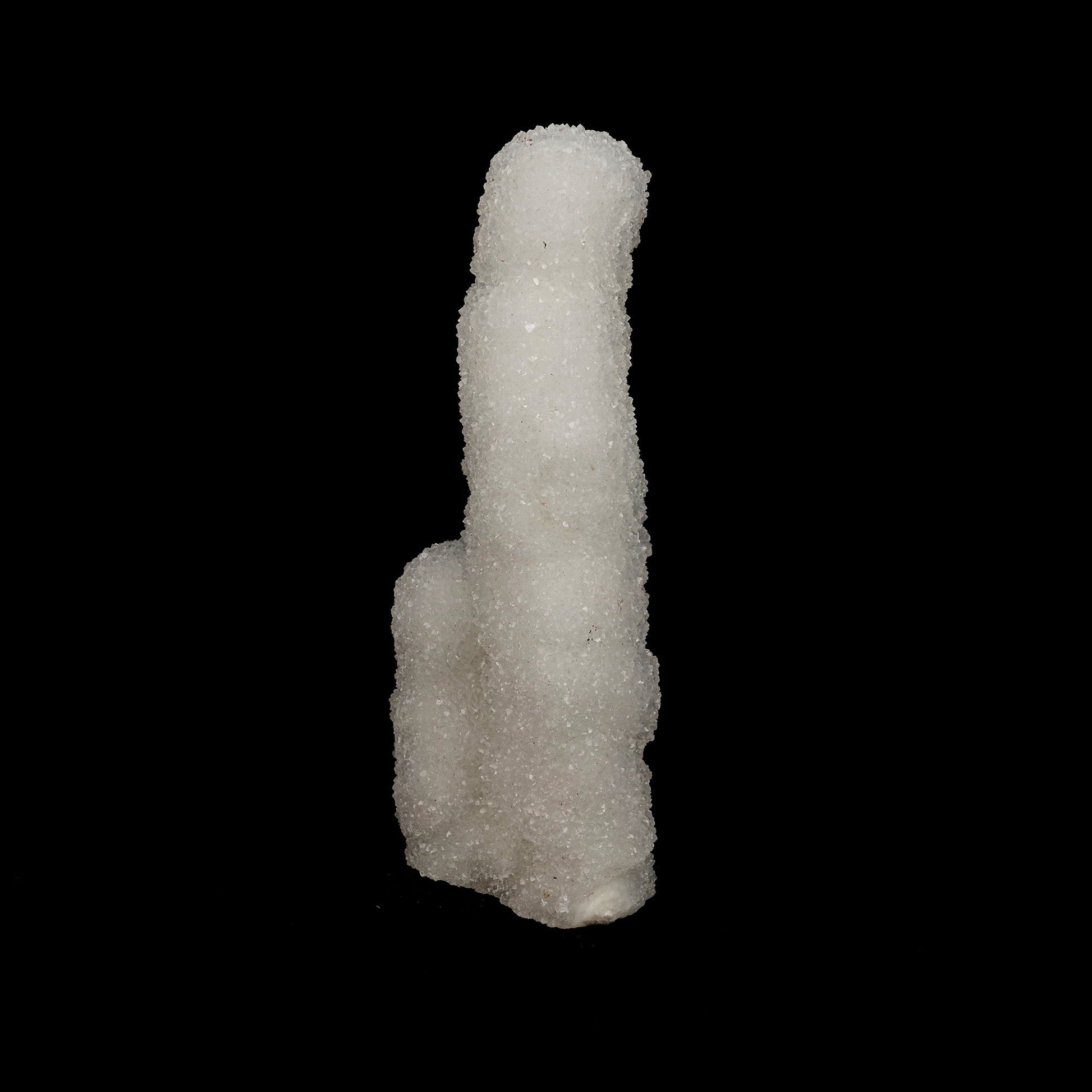 Sprakling MM Quartz Stalactite Natural Mineral Specimen # B 5236  https://www.superbminerals.us/products/sprakling-mm-quartz-stalactite-natural-mineral-specimen-b-5236  Features: It is encrusted with bright white, microcrystalline Quartz crystals inside a glossy, lustrous covering of Apophyllite crystals. The lustre, colour, and crystal formation are all impressive. In good condition, it is an impressive and attractive specimen. Primary Mineral(s): MM Quartz