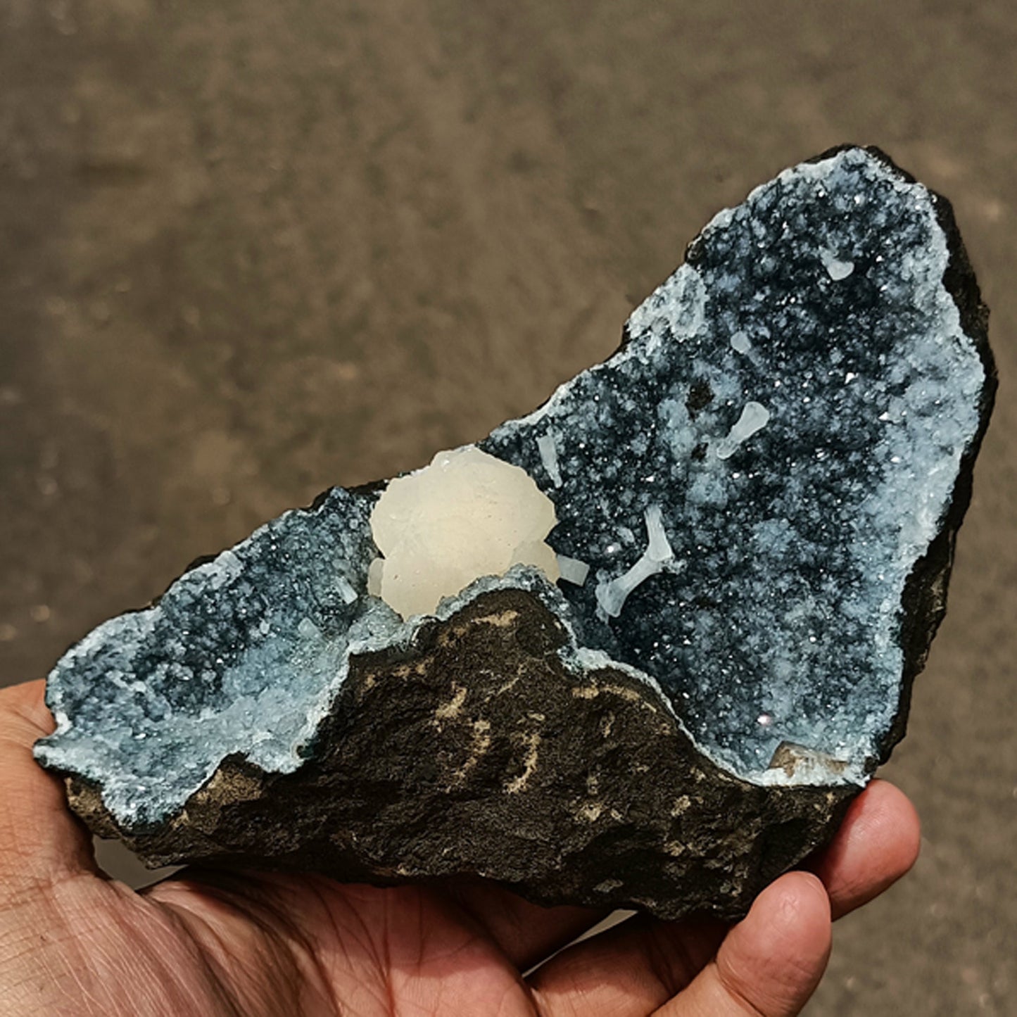 Stellerite on sparkling Chalcedony Free standing Natural Mineral Specimen # B 5899 Stellerite Superb Minerals 