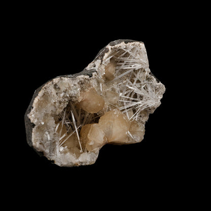 Stilbite Crystals with Scolecite on Heulandite Natural Mineral Specime…  https://www.superbminerals.us/products/stilbite-crystals-with-scolecite-on-heulandite-natural-mineral-specimen-b-5262  Features: Throughout a large geode, Scholecite crystals are interspersed with beige Heulandite crystals. Scolecite crystal sprays are glossy, colourless, highly translucent, and needle-like in shape. Each crystal creation is like a work of art itself. Primary Mineral(s): Stilbite Secondary Mineral(s): Scolecite