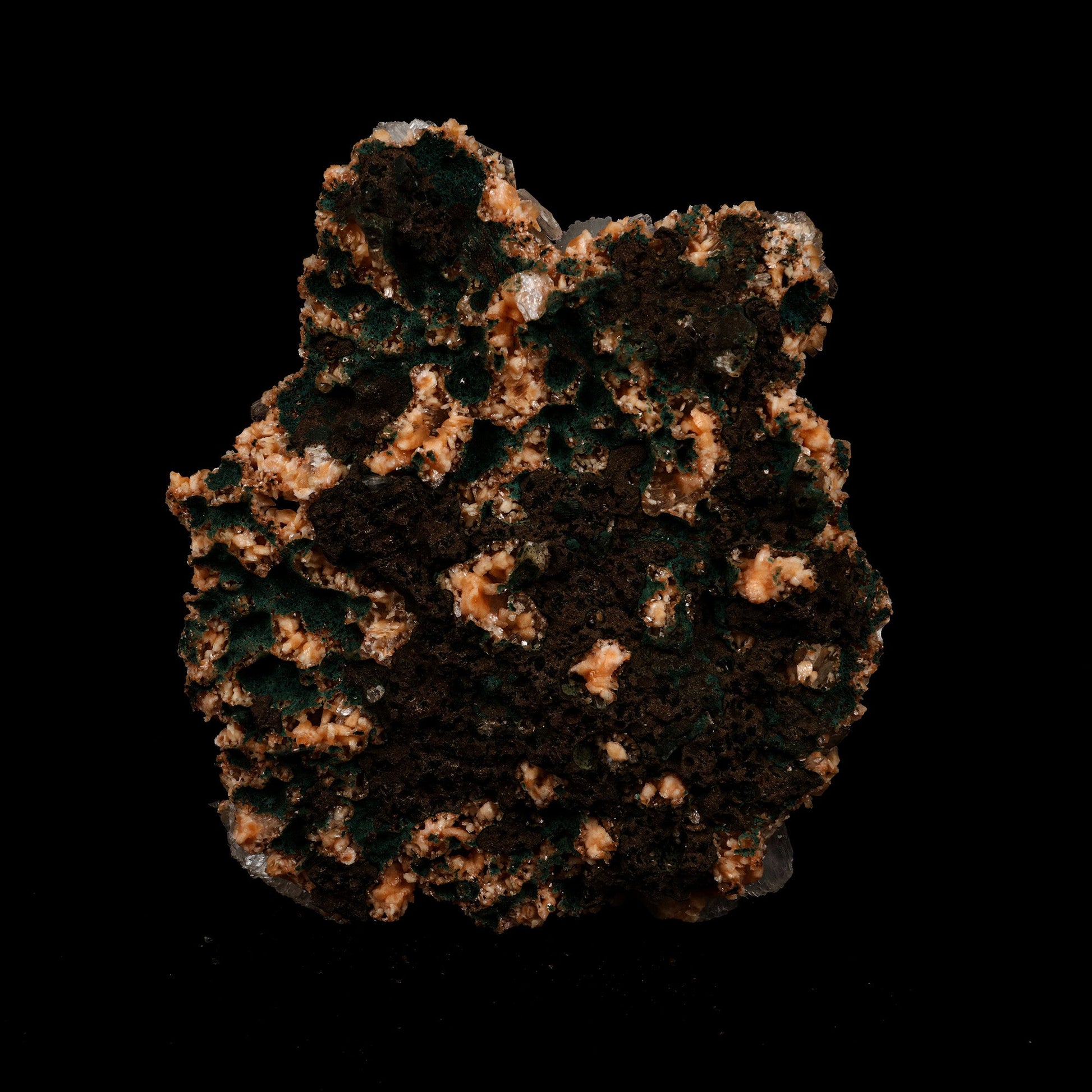 Stilbite Lusterous Cluster Natural Mineral Specimen # B 5251  https://www.superbminerals.us/products/stilbite-lusterous-cluster-natural-mineral-specimen-b-5251  Features: Featuring many excellent quality bladed groups of Stilbite in a soft white hue, resting over pearly stalactitic formations of peach colored Heulandite, this piece is a stunning example of the material. The sculpture is really flashy and three-dimensional, and I particularly like how the Stilbites