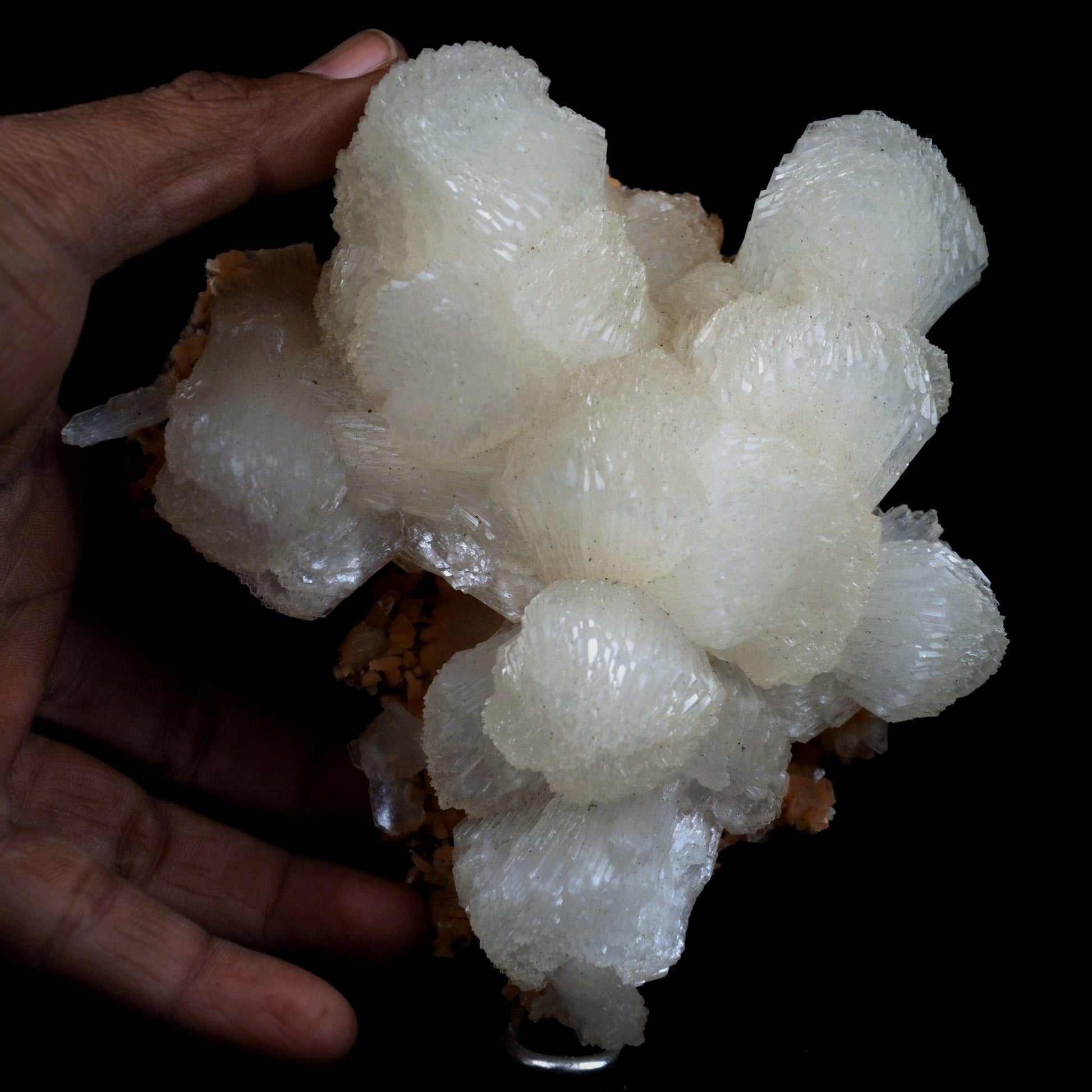 Stilbite Lusterous on Heulandite Natural Mineral Specimen # B 4917  https://www.superbminerals.us/products/stilbite-lusterous-on-heulandite-natural-mineral-specimen-b-4917  Features: A magnificent doubly terminated stilbite bowtie with outstanding wide shape is placed artistically on the blocky basalt matrix.&nbsp; The many glossy bone-white bladed heulandites scattered over the matrix beautifully compliment the very lustrous, transparent, cream-colored stilbite.