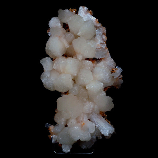 Stilbite on Heulandite Natural Mineral Specimen # B 4729  https://www.superbminerals.us/products/stilbite-on-heulandite-natural-mineral-specimen-b-4729  Features: Featuring many excellent quality bladed groups of Stilbite in a soft white hue, resting over pearly stalactitic formations of peach colored Heulandite, this piece is a stunning example of the material. The sculpture is really flashy and three-dimensional, and I particularly like how the Stilbites