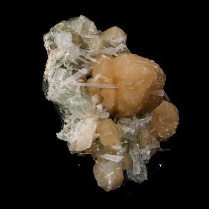 Stilbite with Scoecite Spray Apophyllite Natural Mineral Specimen # B…  https://www.superbminerals.us/products/stilbite-with-scoecite-spray-apophyllite-natural-mineral-specimen-b-5232  Features: A very aesthetic combination piece featuring numerous large, lustrous green modified cubes on a dark-brown matrix hosting numerous acicular sprays of colorless to white, satiny Scolecite. Primary Mineral(s): StilbiteSecondary Mineral(s): Apophyllite, ScoleciteMatrix: N/A 7 Inch x 6 InchWeight : 1410