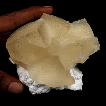 Tranlucent Calcite On Mordenite Natural Mineral Specimen # B 4707  https://www.superbminerals.us/products/tranlucent-calcite-on-mordenite-natural-mineral-specimen-b-4707  Features: A big aesthetic and sculptural mix from recent findings in Jalgaon. The stunning big sharp on edge light yellow calcite rhomb and the shapely glossy lustre stilbite bowtie crystal emphasise the outstanding item. Additional stilbites, including neat second generation iridescent stilbite blades,