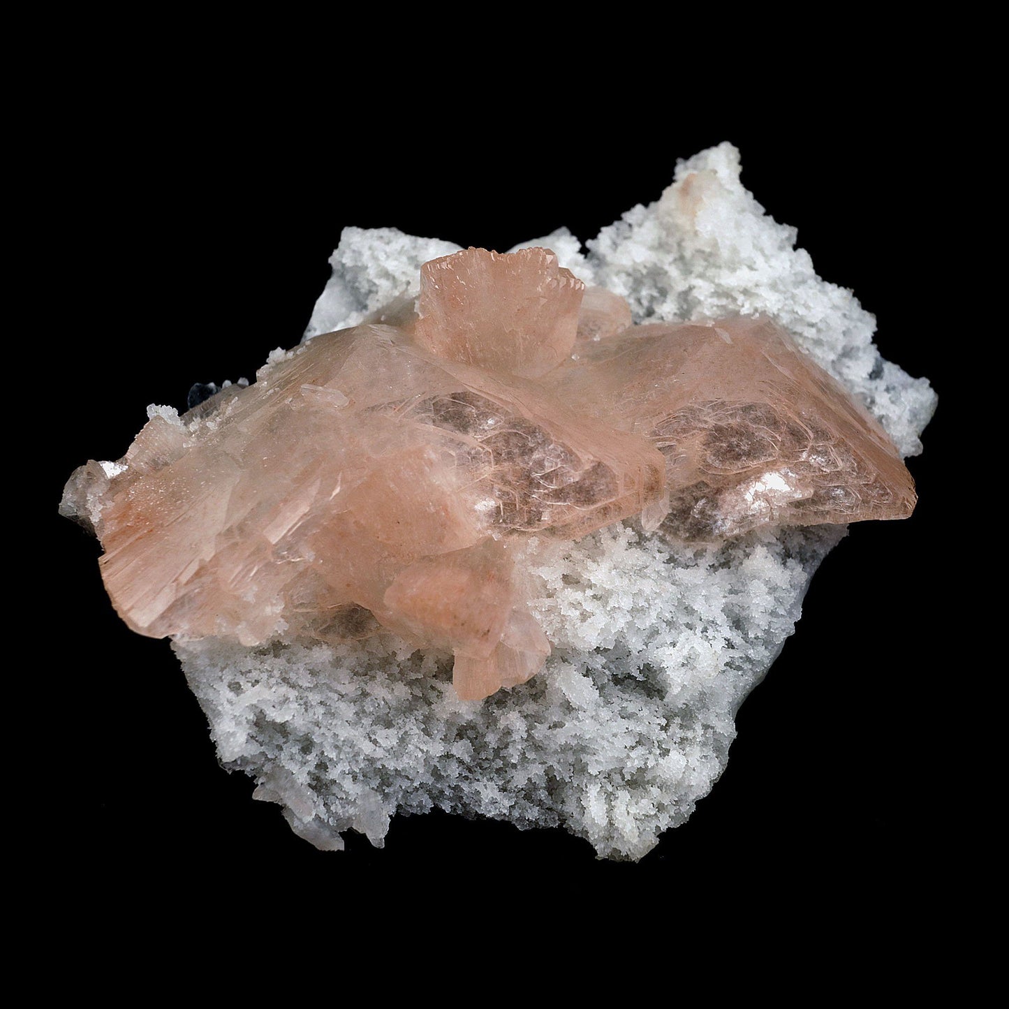 Translucent Heulandite on Chalcedony Natural Mineral Specimen # B 4058  https://www.superbminerals.us/products/translucent-heulandite-on-chalcedony-natural-mineral-specimen-b-4058  Features:Beautiful Indian piece of translucent Heulandite on Chalcedony. Very nice crystallization of the slightly pink Heulandite transparent, on a beautiful shiny Chalcedony. &nbsp; Primary Mineral(s): HeulanditeSecondary Mineral(s): N/AMatrix: Chalcedony10 cm x 8 cm175 GmsLocality: Jalgaon, Maharashtra, India